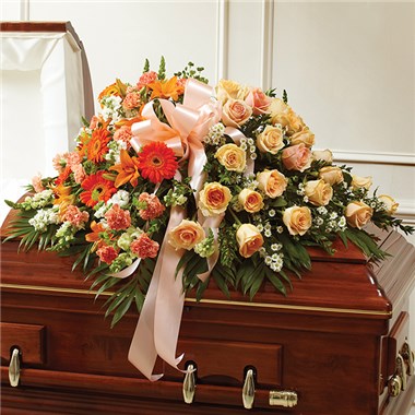 Peach, Orange & White Mixed Half Casket Cover